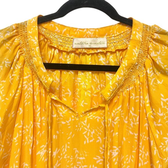 Natalie Martin Silk Mini Tunic Dress Floral Lightweight Pull-On Boho Cover-Up - Picture 9 of 11